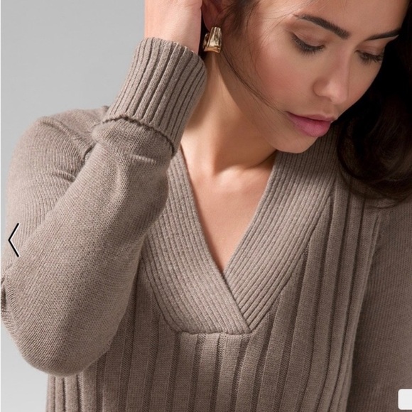 White House Black Market long sleeve ribbed tunic. Taupe color. Women’s M Petite - Picture 2 of 12